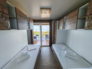 Bedroom in SparkleTT mobile home in Klenovica, Croatia